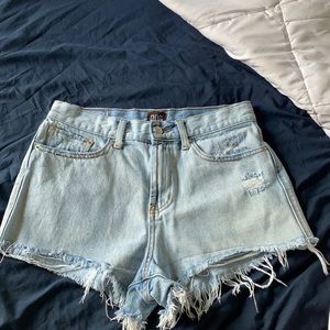 Girlfriend high rise denim shorts